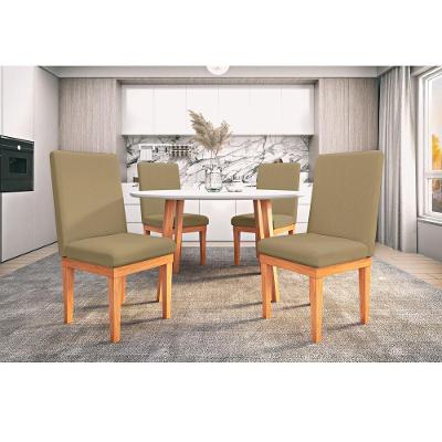 Kit 4 Cadeiras Estofadas + 01 Poltrona Capuccino