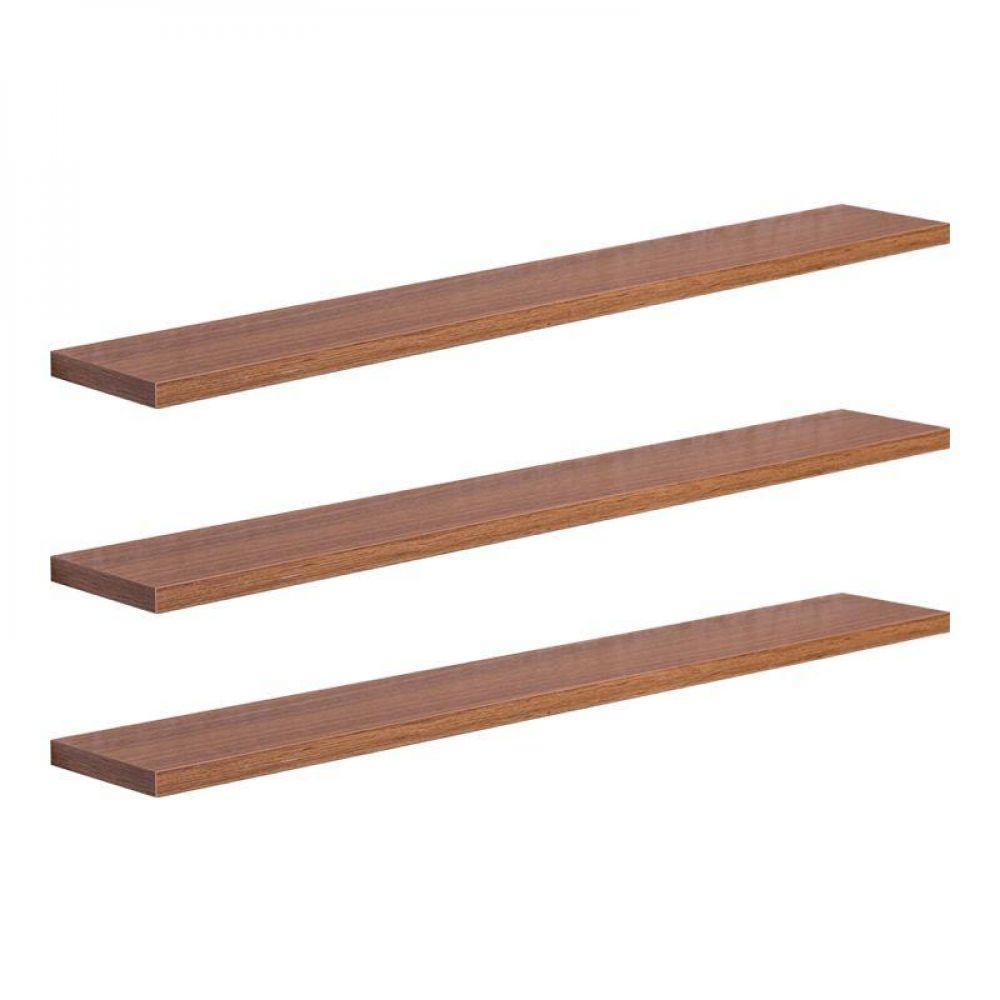 Kit 3 Prateleiras 70 X 15cm Freijó Suporte Invisível - 2