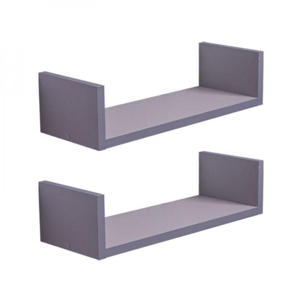 Kit 2 Prateleiras U 40 X 10cm Cinza Claro Suporte Invisível - 2