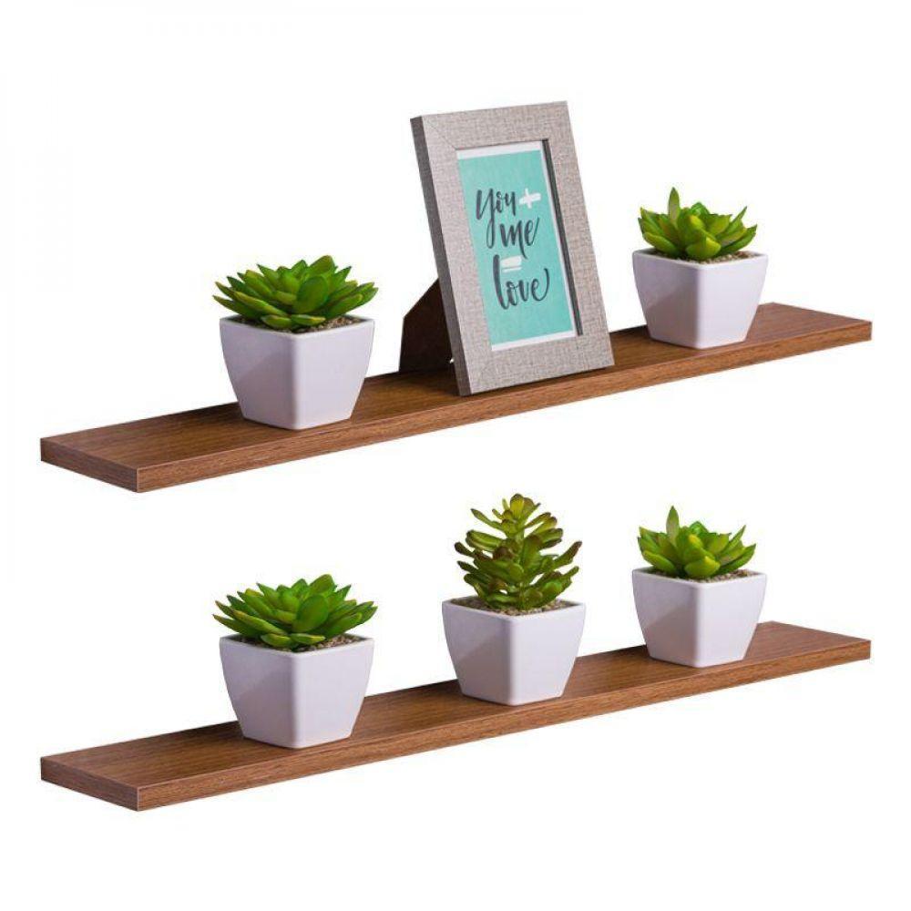 Kit 2 Prateleiras 70 X 10cm Freijó Suporte Invisível - 1