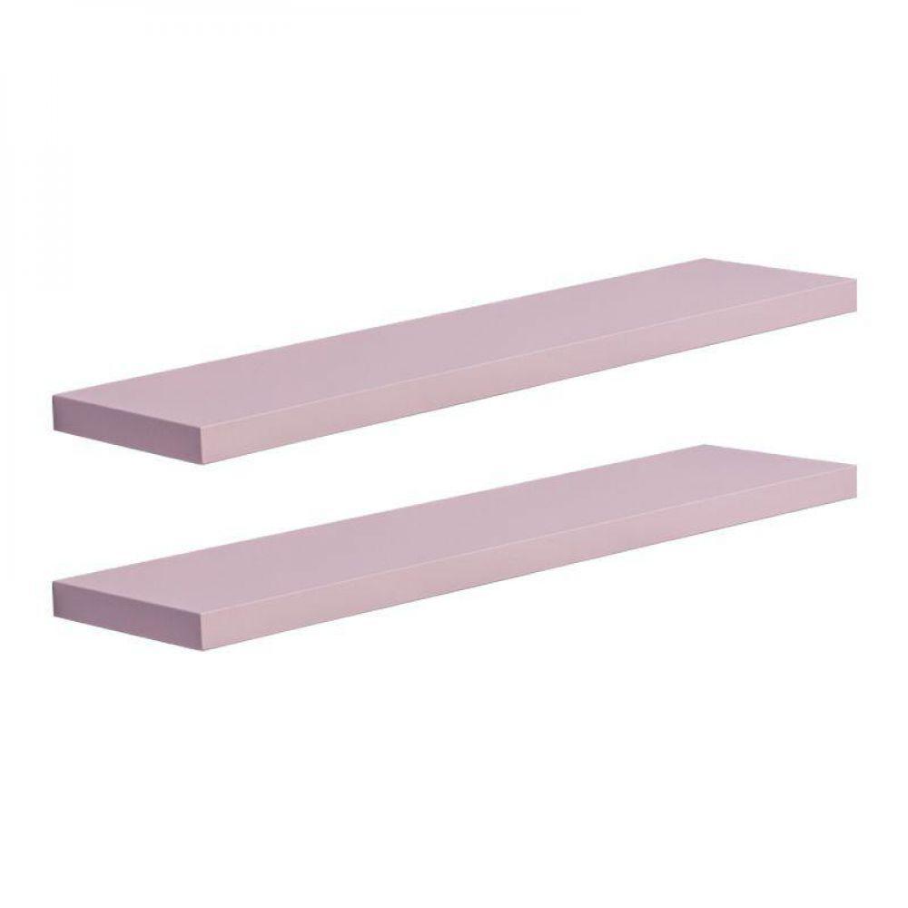 Kit 2 Prateleiras 60 X 20cm Rosa Claro Suporte Invisível - 3