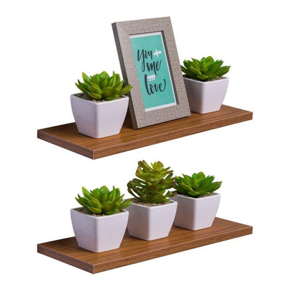 Kit 2 Prateleiras 40 X 10cm Freijó Suporte Invisível - 1