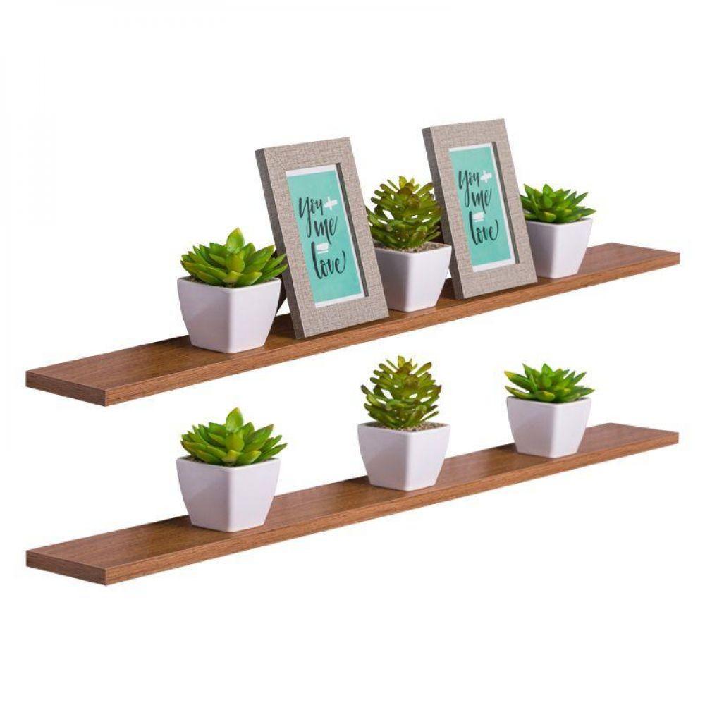 Kit 2 Prateleiras 80 x 15cm Freijó Invisível - 1