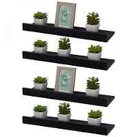 Kit 4 Prateleiras Porta Quadros 40 x 15cm Preta - 2