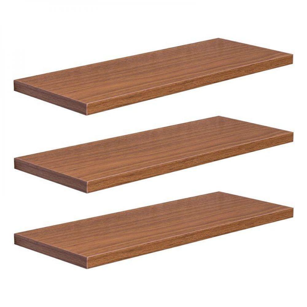 Kit 3 Prateleiras 40 X 15cm Freijó Suporte Invisível - 2