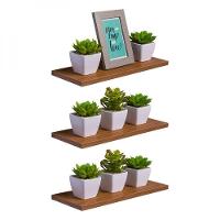 Kit 3 Prateleiras 40 X 15cm Freijó Suporte Invisível - 1