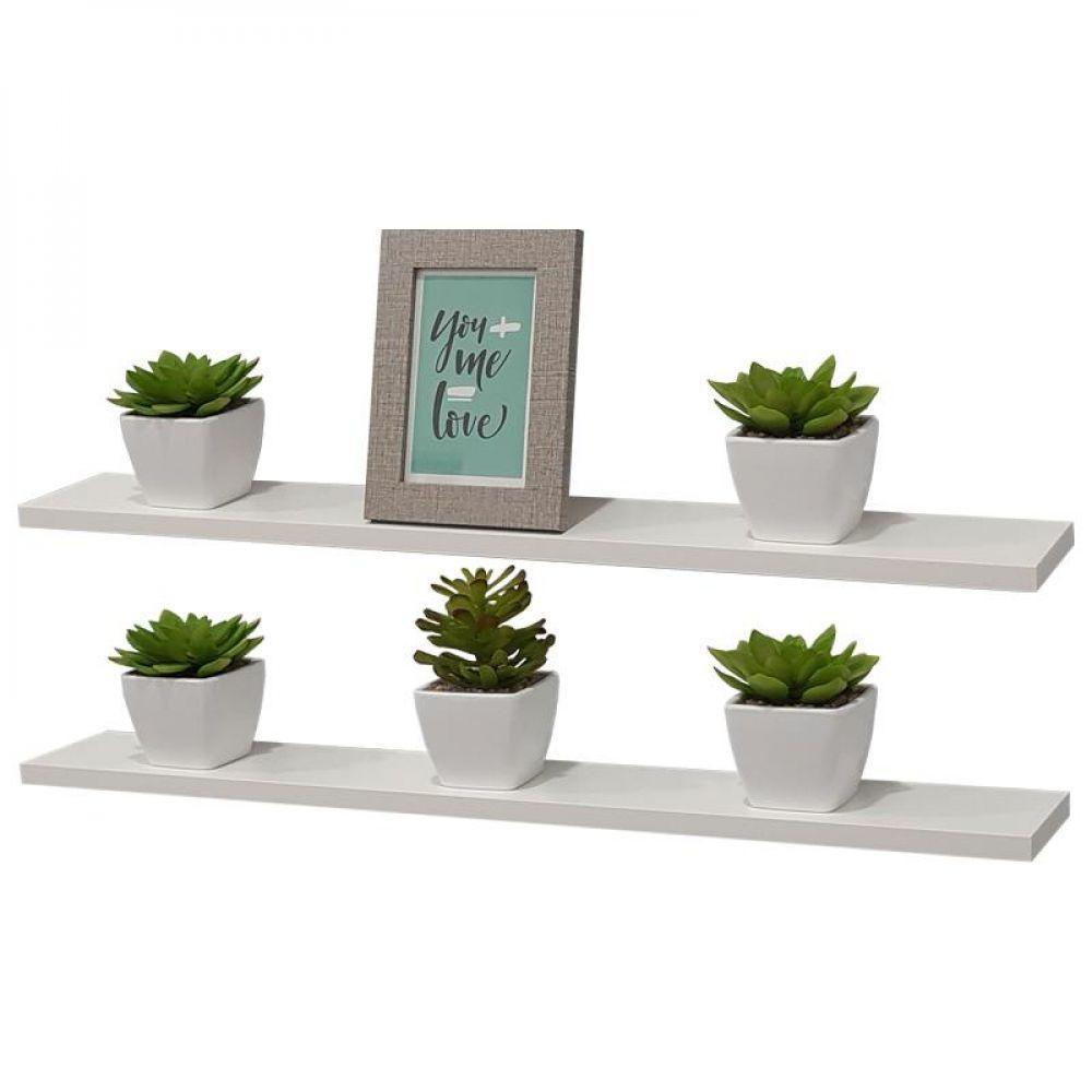 Kit 2 Prateleiras 60 X 15cm Branca Suporte Invisível - 1