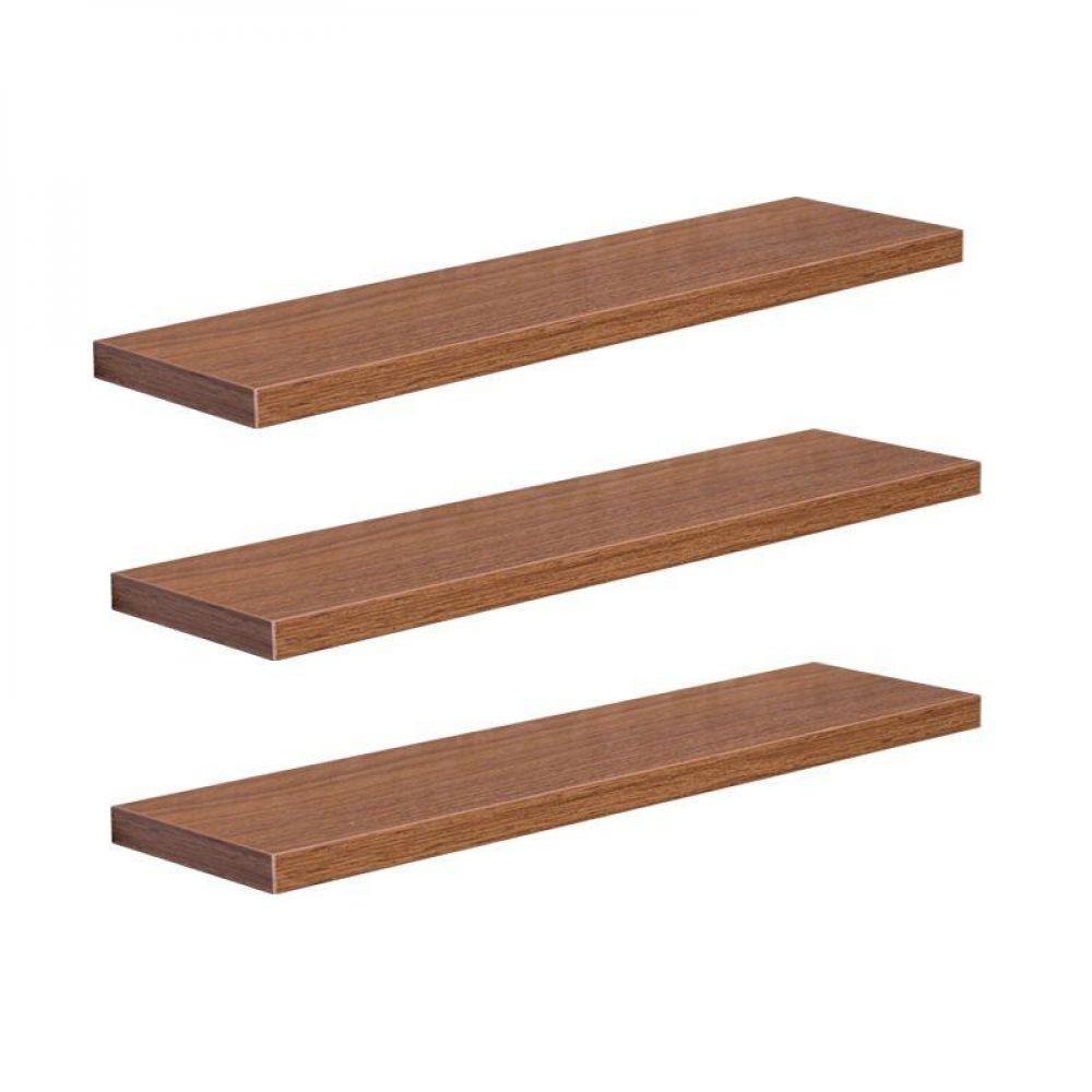 Kit 3 Prateleiras 50 X 20cm Freijó Suporte Invisível - 3