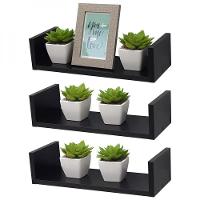 Kit 3 Prateleiras U 50 X 20cm Preta Suporte Invisível - 2