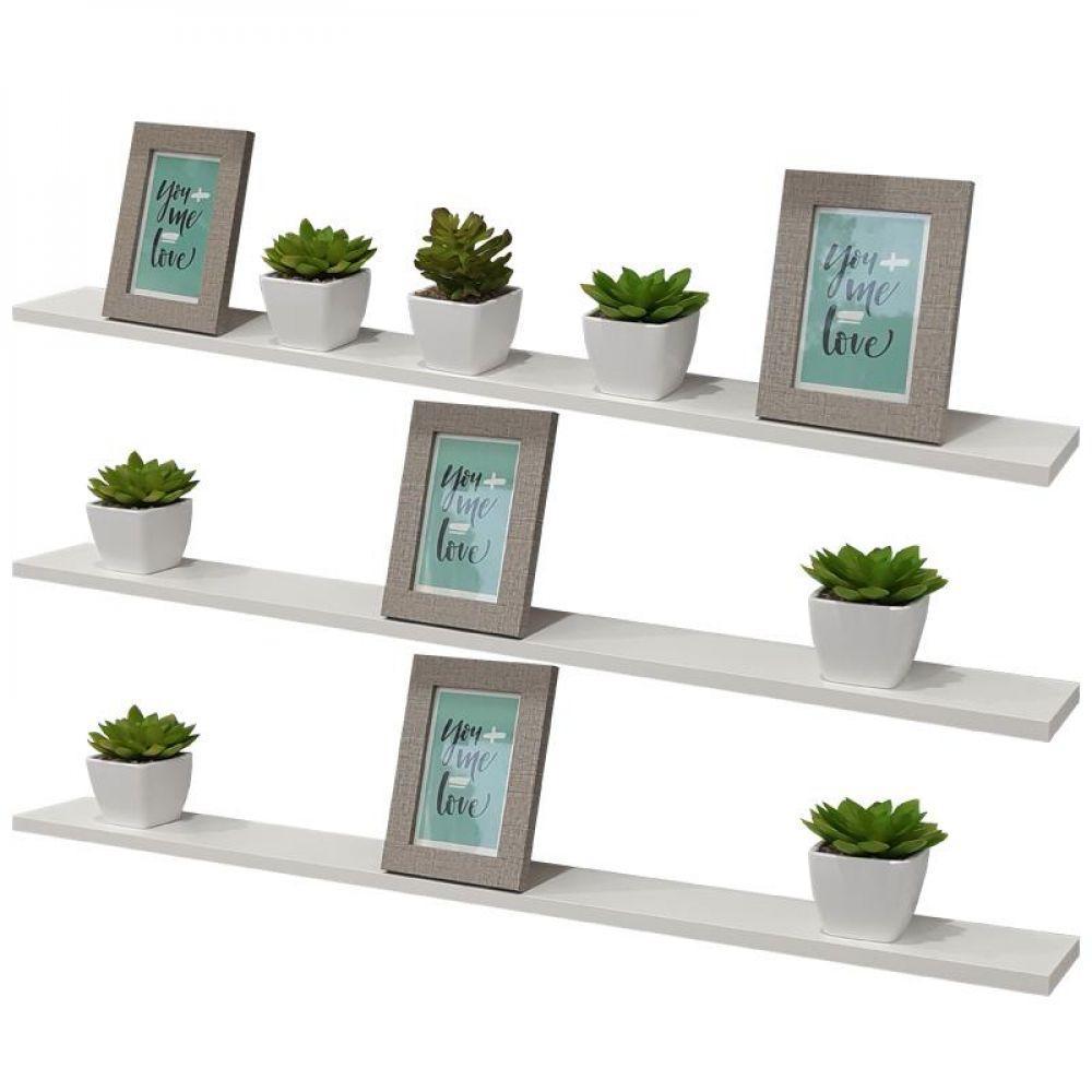 Kit 3 Prateleiras 100 X 15cm Branca Suporte Invisível - 2