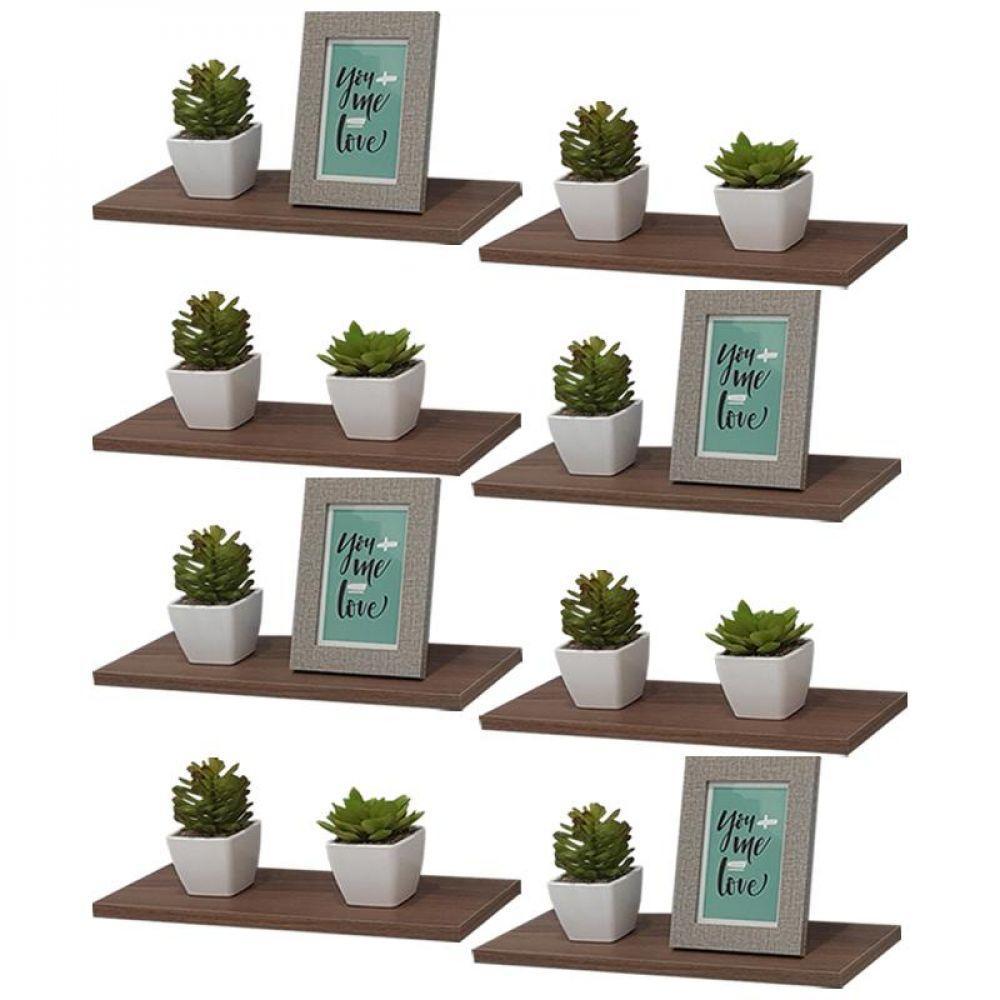 Kit 8 Prateleiras 50 X 20cm Nogal Suporte Invisível - 2