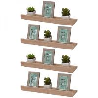 Kit 4 Prateleiras Porta Quadros 60 X 10cm Carvalho Suporte Invisível - 2