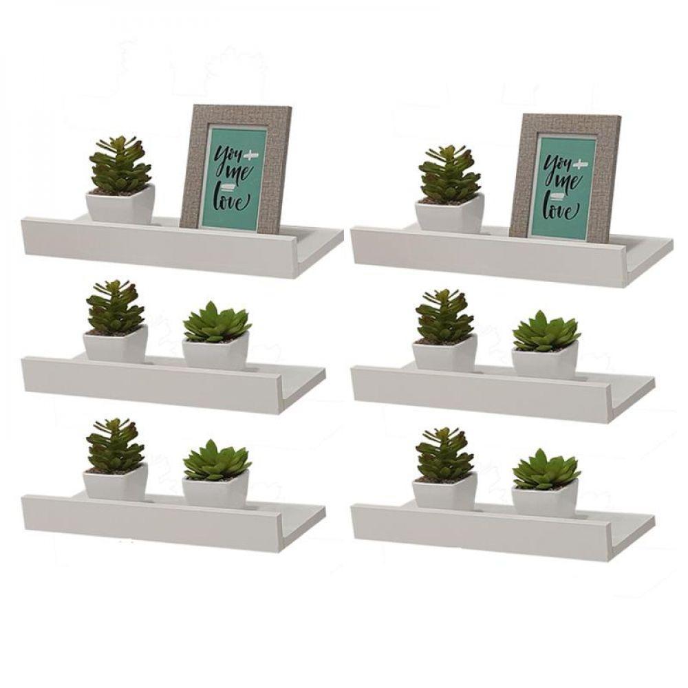 Kit 6 Prateleiras Porta Quadros 60 X 10cm Suporte Invisível - 1