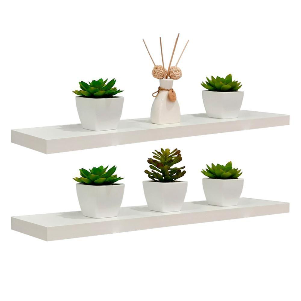 Kit 2 Prateleiras 80 x 20cm Branco Espessura 25mm Invisível - 3