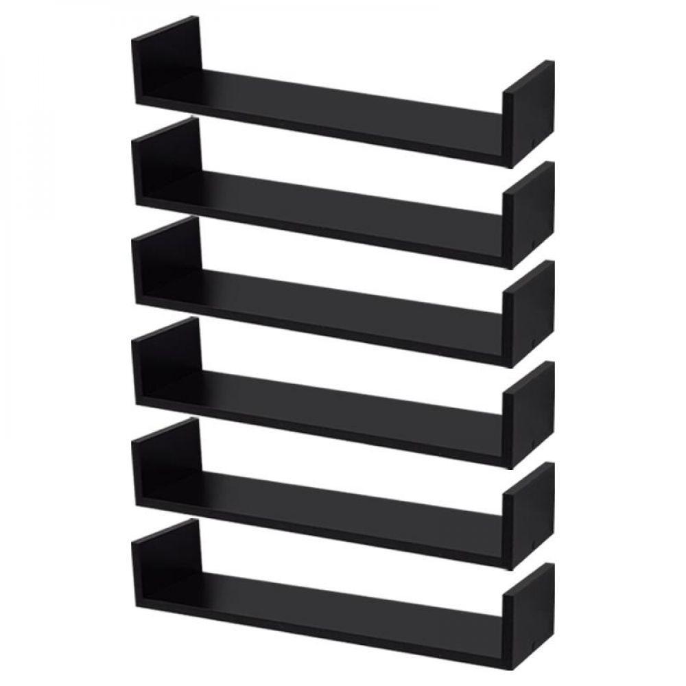 Kit 6 Prateleiras U 60 X 15cm Preta Suporte Invisível - 4
