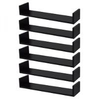 Kit 6 Prateleiras U 60 X 15cm Preta Suporte Invisível
