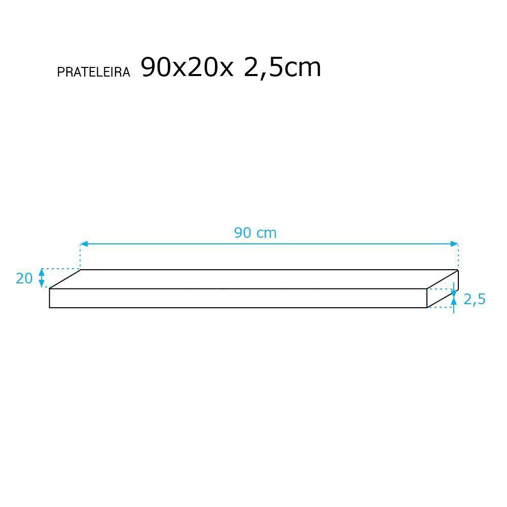 Kit 2 Prateleiras 90 x 20cm Branco Espessura 25mm Invisível - 6