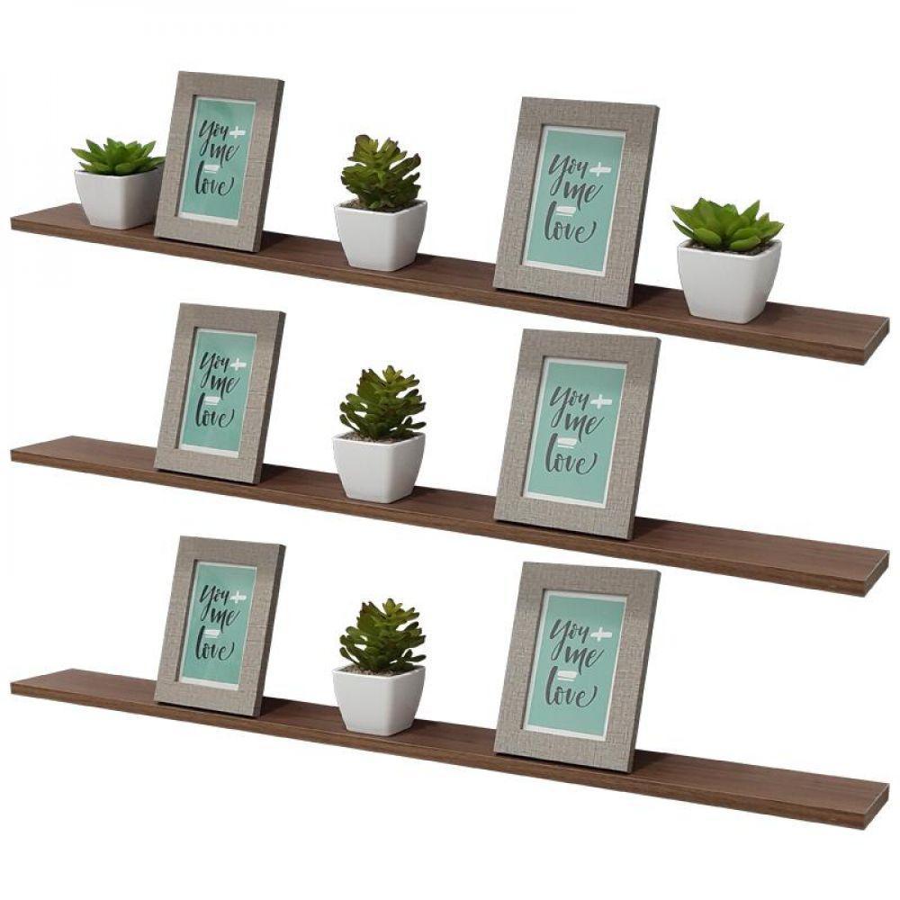 Kit 3 Prateleiras 100 X 20cm Nogal Suporte Invisível - 2