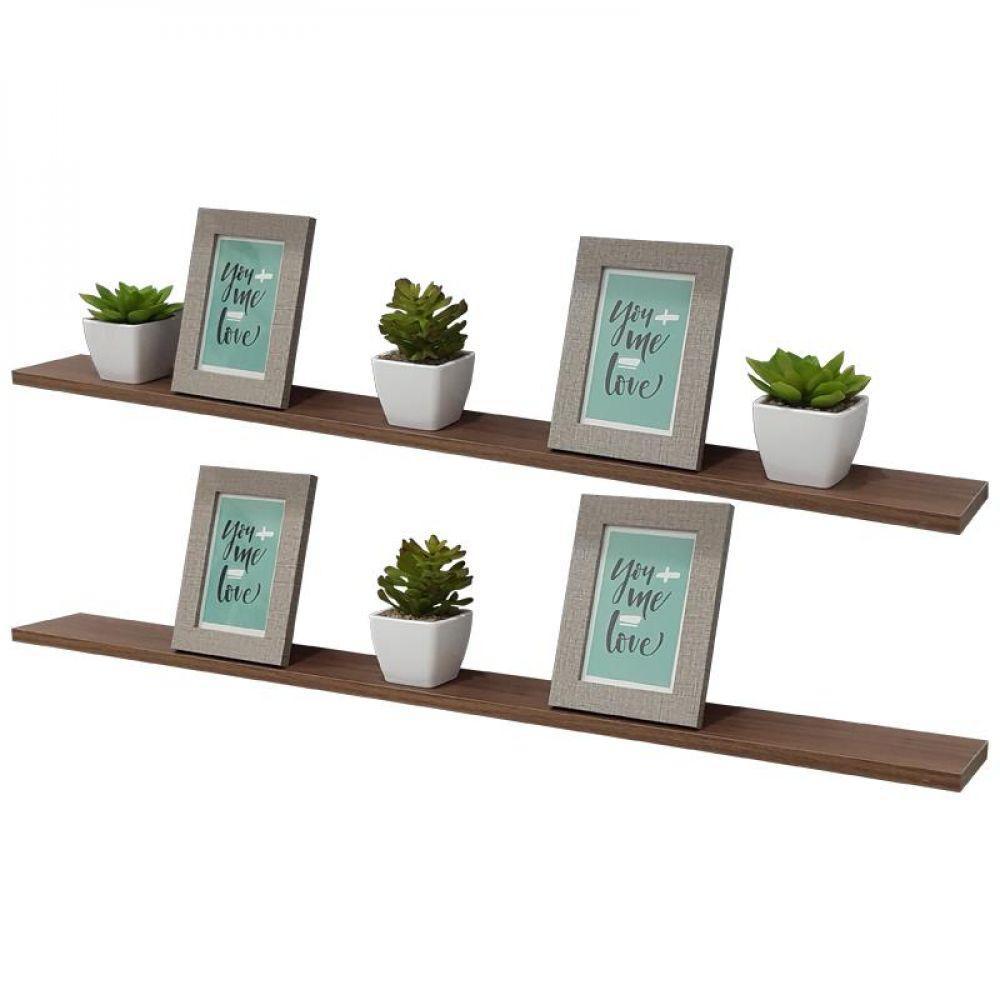 Kit 2 Prateleiras 80 X 20cm Nogal Suporte Invisível - 1