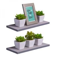 Kit 2 Prateleiras 30 X 15cm Cinza Claro Suporte Invisível - 1