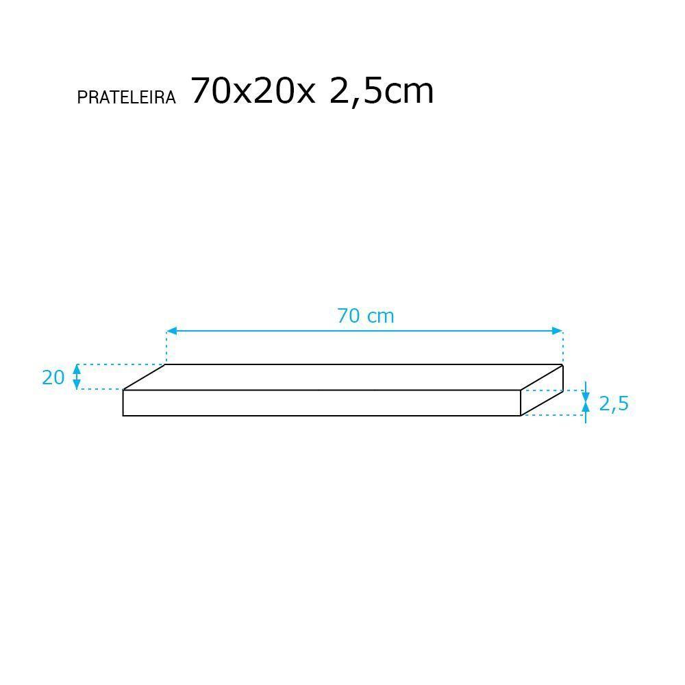 Kit 3 Prateleiras 70 x 20cm Branco Espessura 25mm Invisível - 4