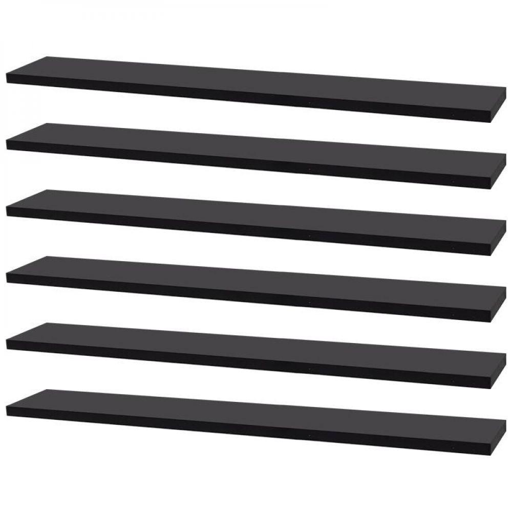 Kit 6 Prateleiras 50 X 20cm Preta Suporte Invisível - 1