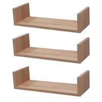 Kit 3 Prateleiras U 50 x 15cm Carvalho Suporte Invisível - 1