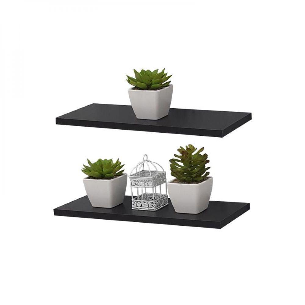 Kit 2 Prateleiras 30 x 15cm Preta Suporte Invisível - 2