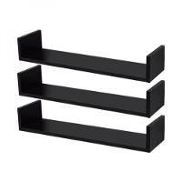 Kit 3 Prateleiras U 100 x 25cm Preta Suporte Invisível - 1