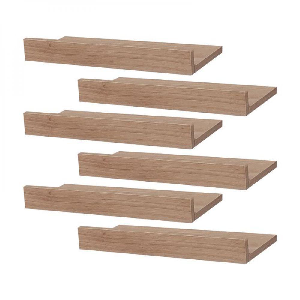 Kit 6 Prateleiras Porta Quadros 60 X 10cm Carvalho Suporte Invisível - 2