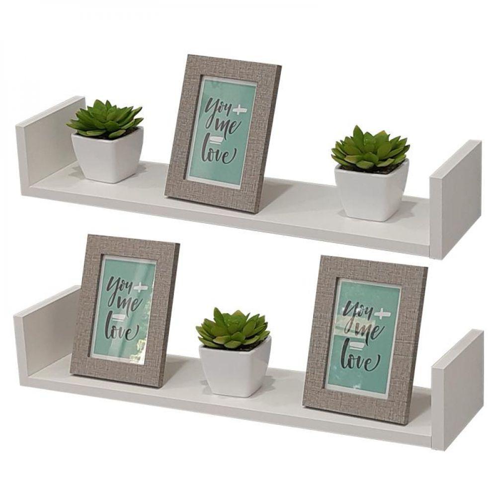 Kit 2 Prateleiras U 70 X 20cm Branca Suporte Invisível - 2