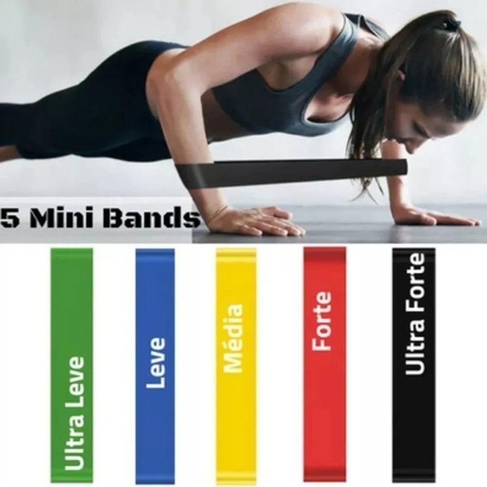 Kit 5 Faixas Elásticas Thera Band Exercícios Em Casa - 5