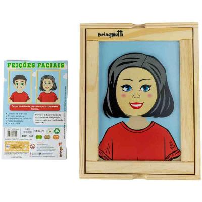 Jogo Feições Faciais - Madeira - Brinqmutti