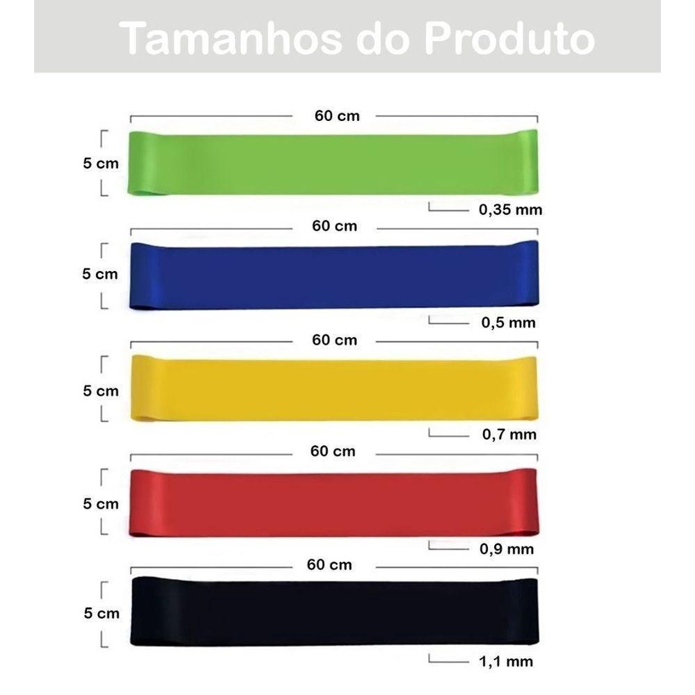 Kit 5 Super Mini Bands Fita Exercicio Para Malhar Aerobico Alongamento Elasticos - 3
