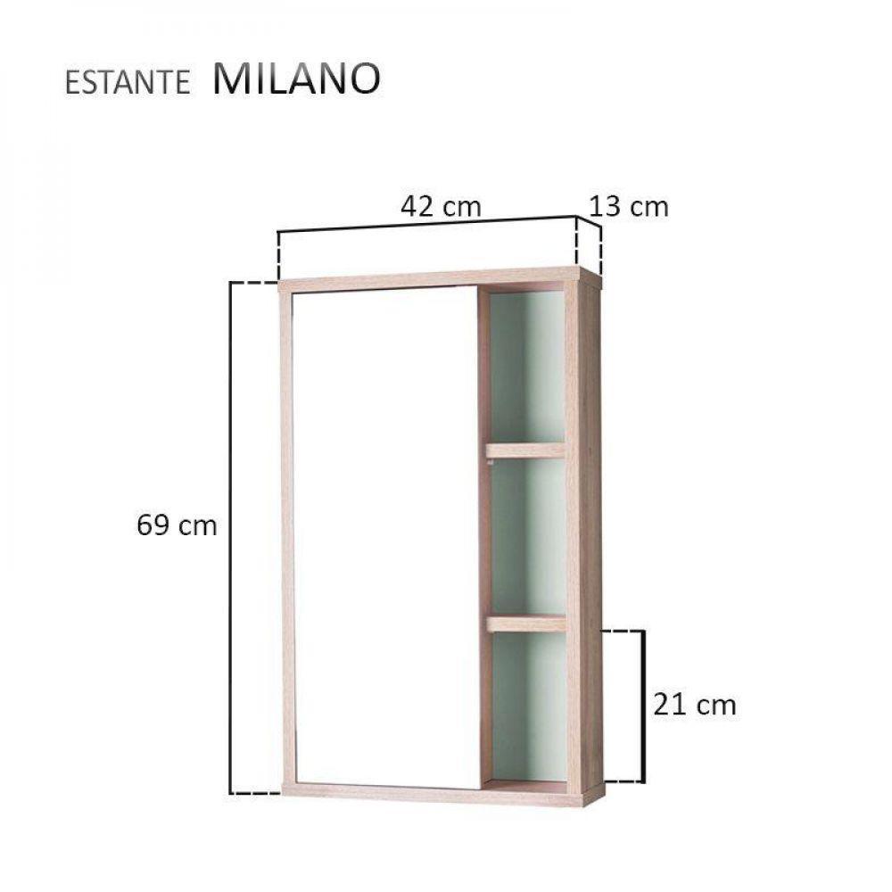 Espelho para Banheiro com Armário Carvalho e Verde 69x42cm - 2