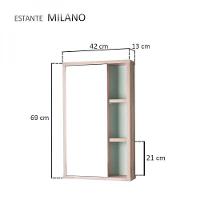 Espelho para Banheiro com Armário Carvalho e Verde 69x42cm - 2