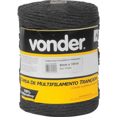 Corda Multifilamento 6,0mmx191m Preta Vonder