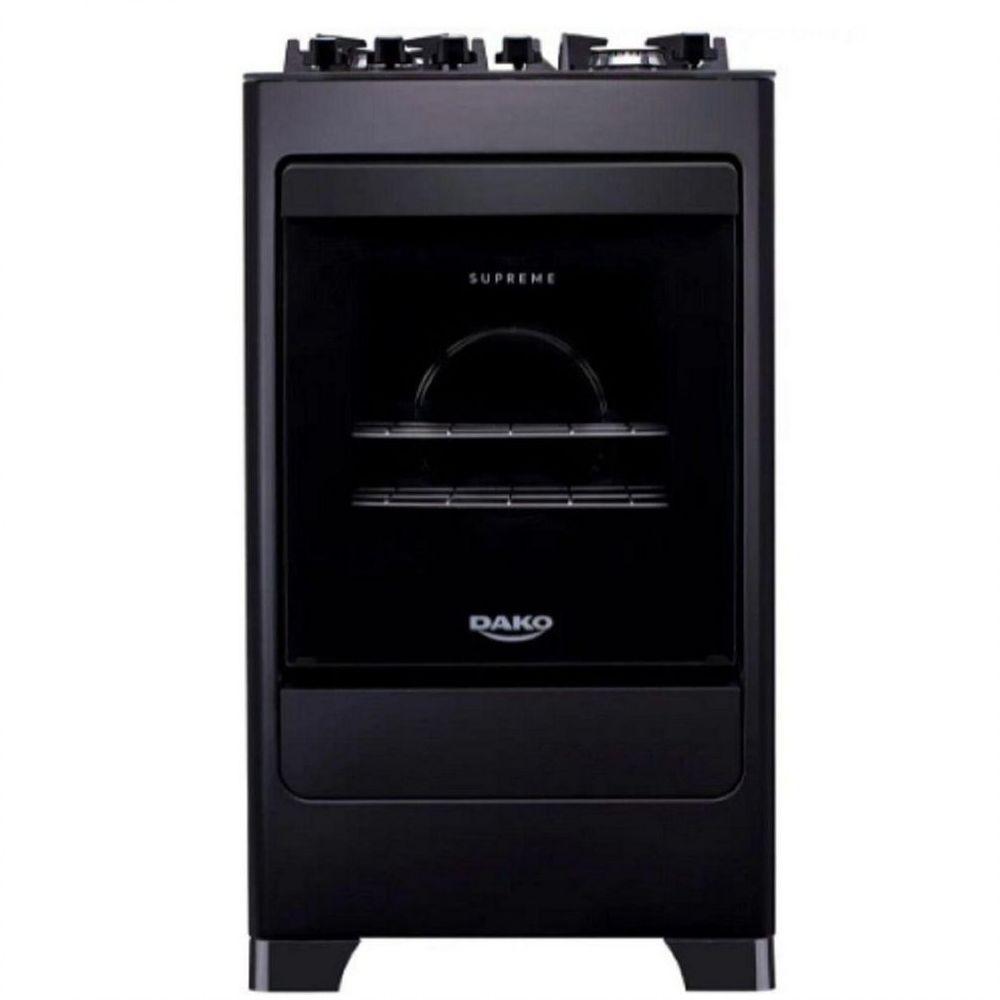 Fogão De Piso 4 Bocas Automático Supreme Glass Mesa Em Vidro Dako Preto Bivolt - 2