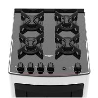 Fogão De Piso 4 Bocas Supreme Glass Mesa Em Vidro Dako Branco Bivolt - 2