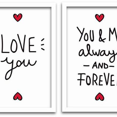 Quadros Decorativos 2 peças 20x30 Love Moldura Branca