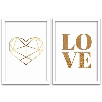 Quadros Decorativos 2Peças 40x60cm Heart LoveMoldura Branca