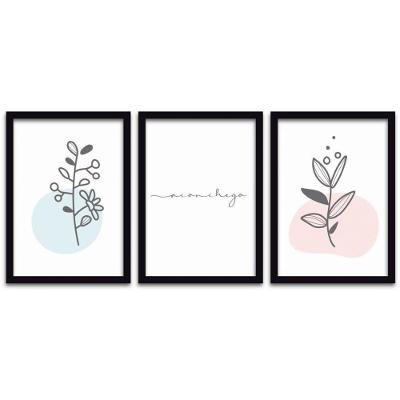 Conjunto Quadros Decorativos 3 peças MDF 20x30 Aconchego