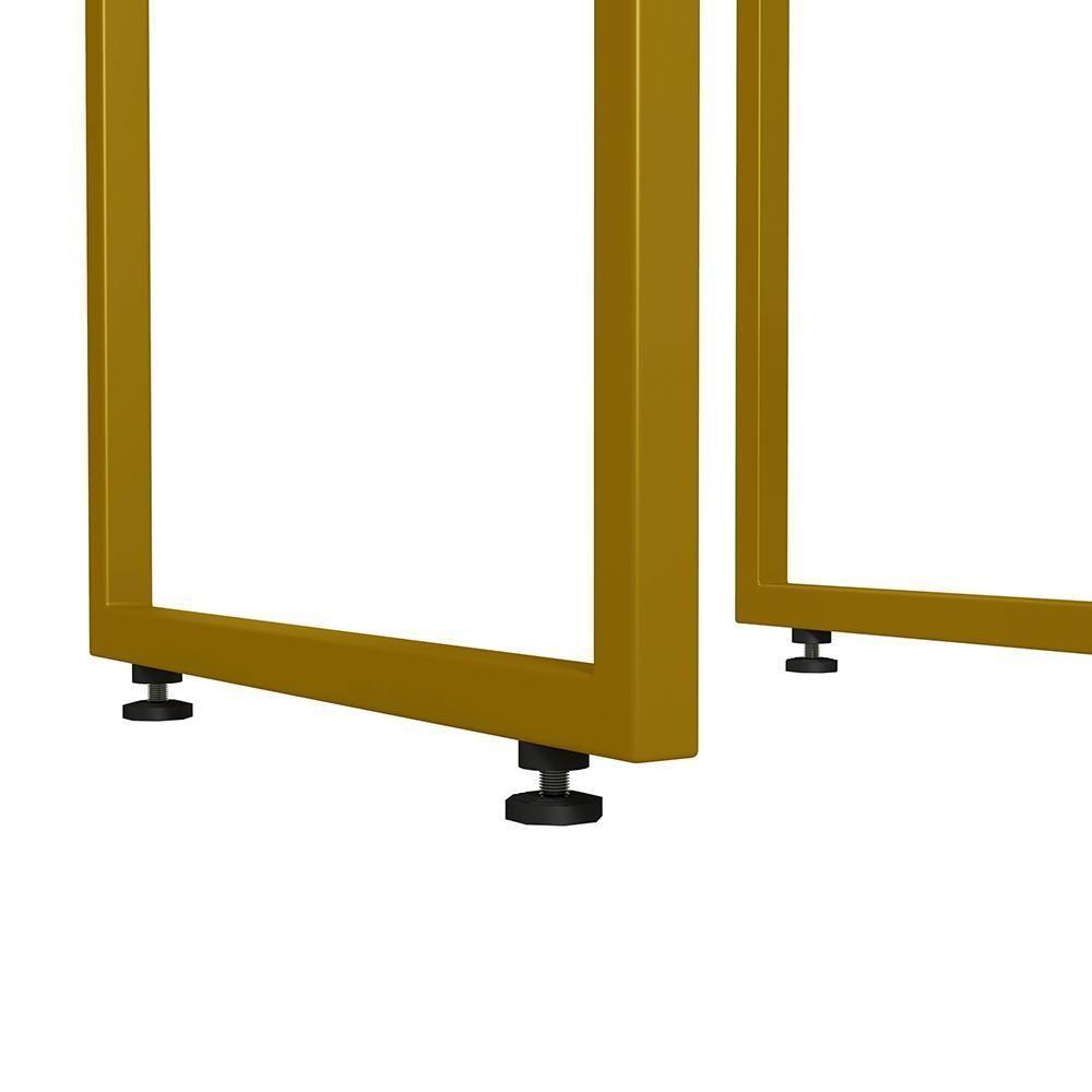 Kit 04 Banquetas Alta Hanna Dourado Linho Verde Musgo - 2