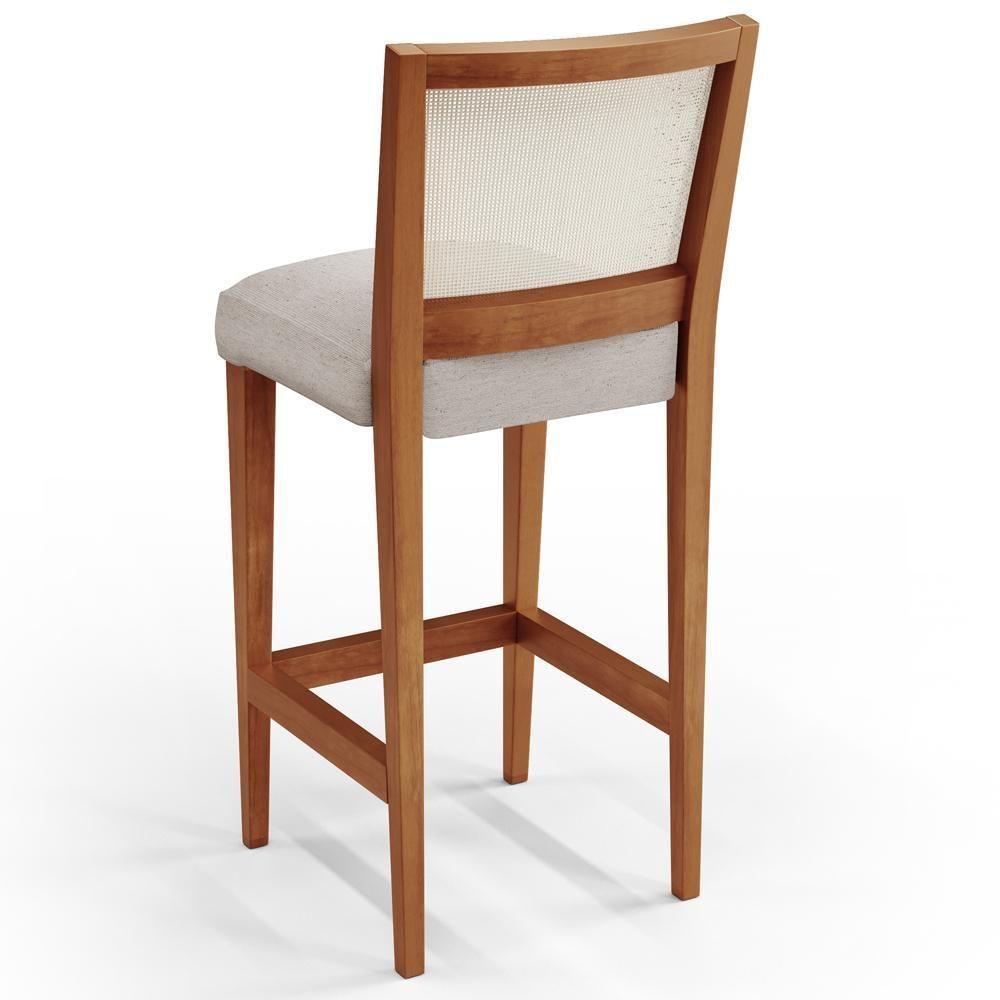 Kit 02 Banquetas Alta Branco Linho Bege - 3