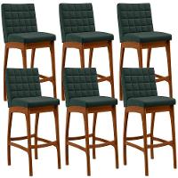 Kit 06 Banquetas Altas Mila Linho Verde Musgo - 1