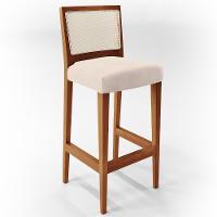 Kit 03 Banquetas Alta Branco Suede Bege - 3