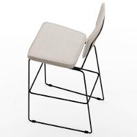 Kit 02 Banquetas Alta Base Em Aço Fixa Linho Cru - 2