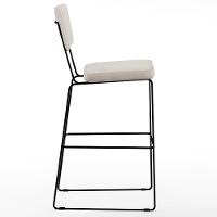 Kit 02 Banquetas Alta Base Em Aço Fixa Linho Cru