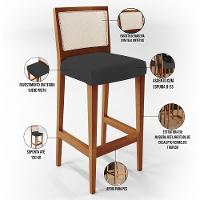 Kit 06 Banquetas Alta Branco Suede Preto - 6