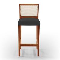 Kit 06 Banquetas Alta Branco Suede Preto - 7